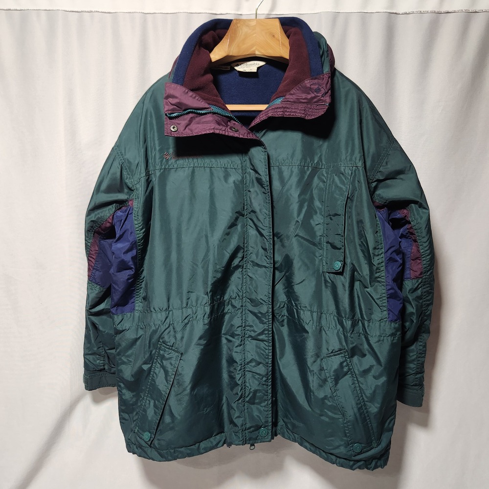 Vintage Columbia Long's Peak 3-in-1 Interchange Jacket Green Navy XL F97 5530‎